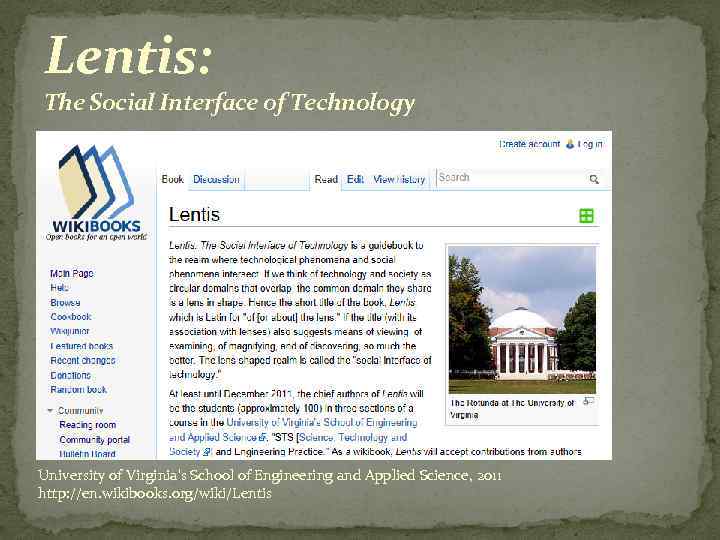 Lentis: The Social Interface of Technology University of Virginia's School of Engineering and Applied