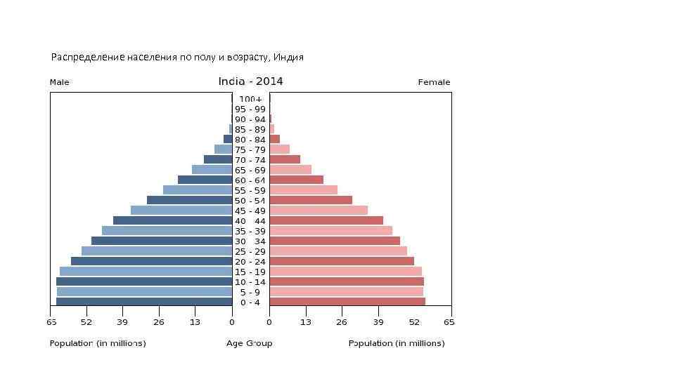 Распределение населения по полу и возрасту, Индия 