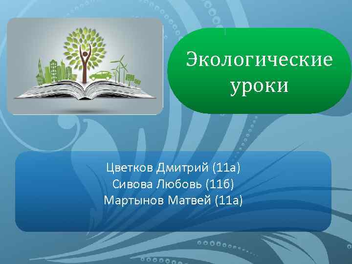 Экологические уроки Цветков Дмитрий (11 а) Сивова Любовь (11 б) Мартынов Матвей (11 а)