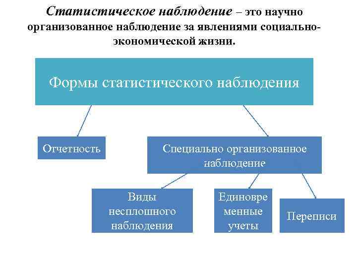 Формы и виды статистического наблюдения схема наблюдения