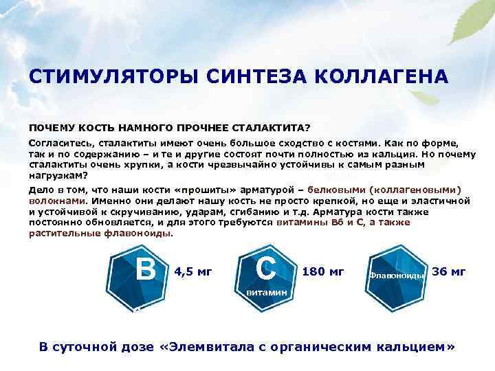 СТИМУЛЯТОРЫ СИНТЕЗА КОЛЛАГЕНА ПОЧЕМУ КОСТЬ НАМНОГО ПРОЧНЕЕ СТАЛАКТИТА? Согласитесь, сталактиты имеют очень большое сходство