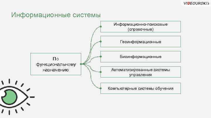 Информационные системы Информационно-поисковые (справочные) Геоинформационные По функциональному назначению Биоинформационные Автоматизированные системы управления Компьютерные системы