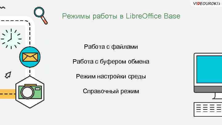 Режимы работы в Libre. Office Base Работа с файлами Работа с буфером обмена Режим