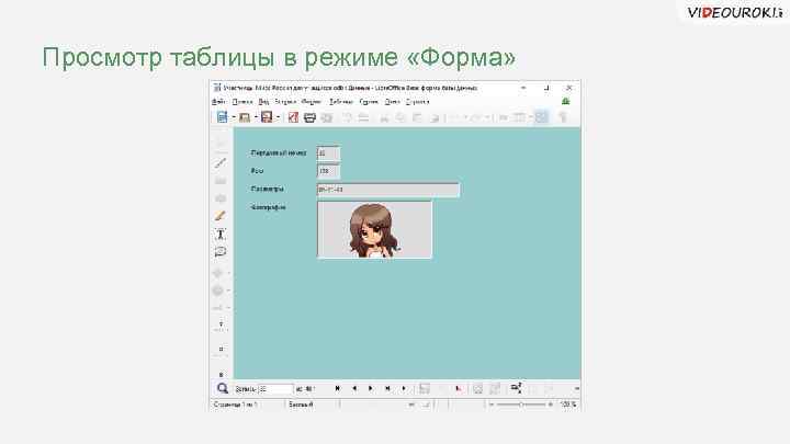 Просмотр таблицы в режиме «Форма» 