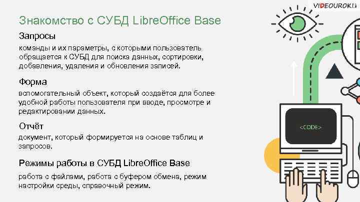 Знакомство с СУБД Libre. Office Base Запросы команды и их параметры, с которыми пользователь