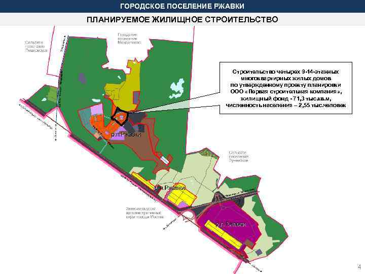 ГОРОДСКОЕ ПОСЕЛЕНИЕ РЖАВКИ ПЛАНИРУЕМОЕ ЖИЛИЩНОЕ СТРОИТЕЛЬСТВО Строительство четырех 9 -14 -этажных многоквартирных жилых домов