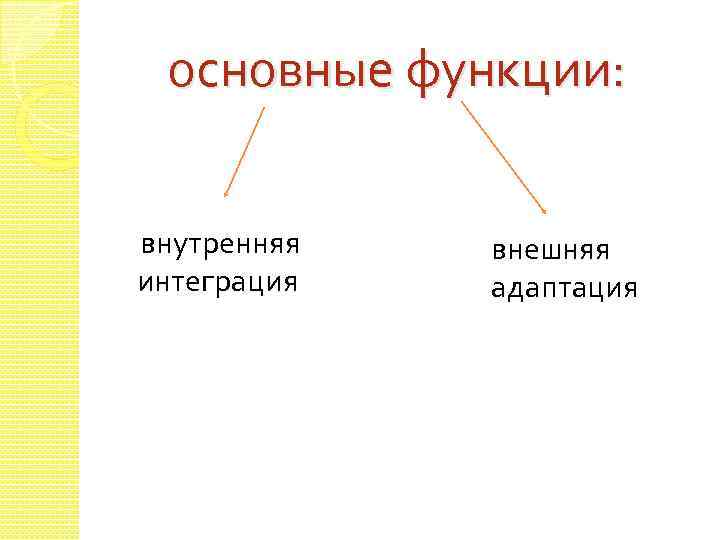 основные функции: внутренняя интеграция внешняя адаптация 