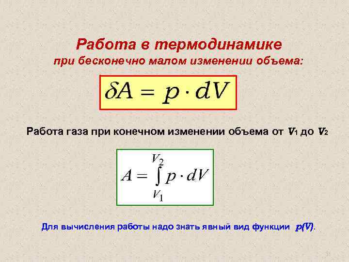 Работа в термодинамике при бесконечно малом изменении объема: Работа газа при конечном изменении объема