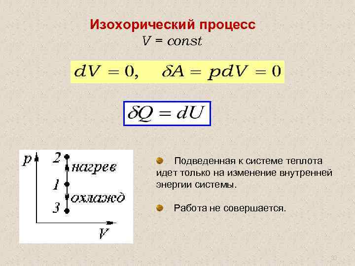 Изохорический процесс. Изохорный процесс внутренняя энергия формула. Уравнение изохорного процесса формула. Изохорический процесс v=const. Теплота в изохорном процессе формула.