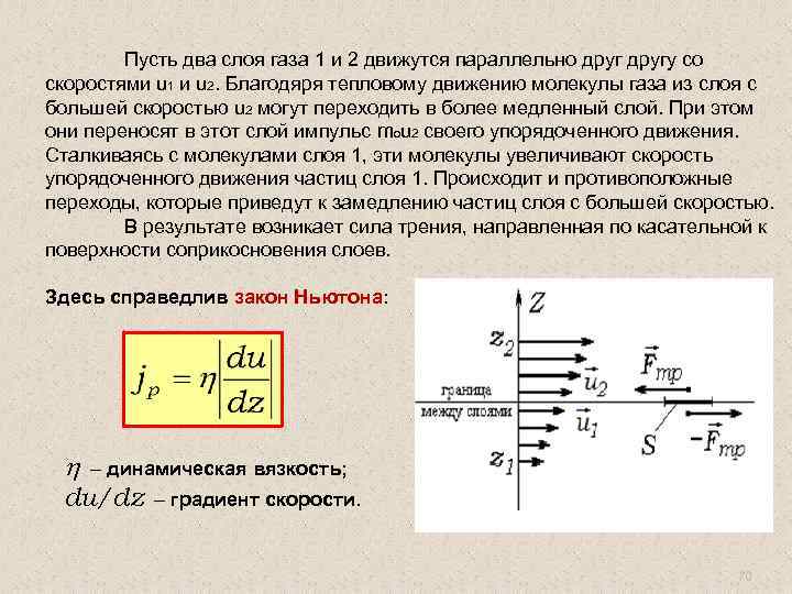 Пусть два слоя газа 1 и 2 движутся параллельно другу со скоростями u 1