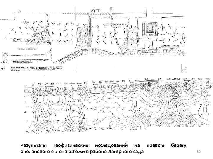 Результаты геофизических исследований на правом оползневого склона р. Томи в районе Лагерного сада берегу