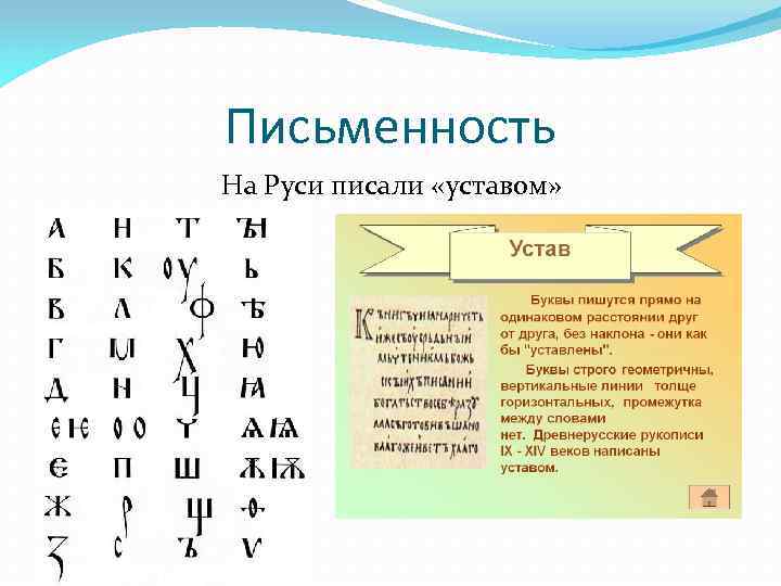 Письменность На Руси писали «уставом» 