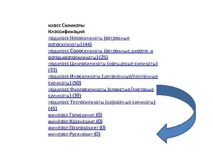 класс Силикаты Классификация подкласс Несосиликаты (островные ортосиликаты) (44) подкласс Cоросиликаты (островные диорто- и ортодиортосиликаты)