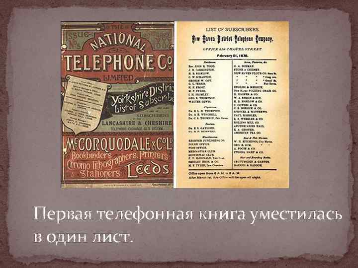 Первая телефонная книга уместилась в один лист. 