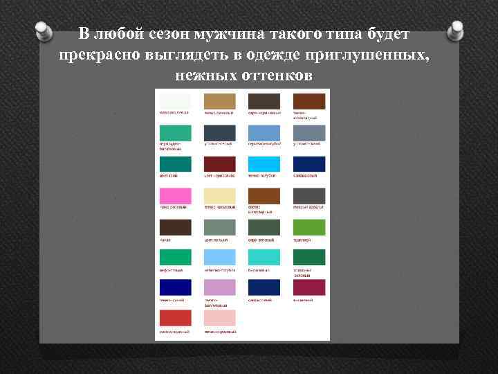 В любой сезон мужчина такого типа будет прекрасно выглядеть в одежде приглушенных, нежных оттенков