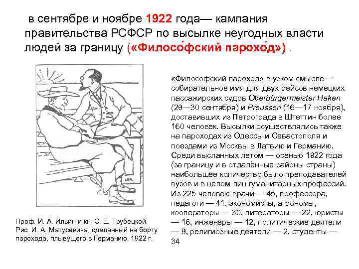  в сентябре и ноябре 1922 года— кампания правительства РСФСР по высылке неугодных власти