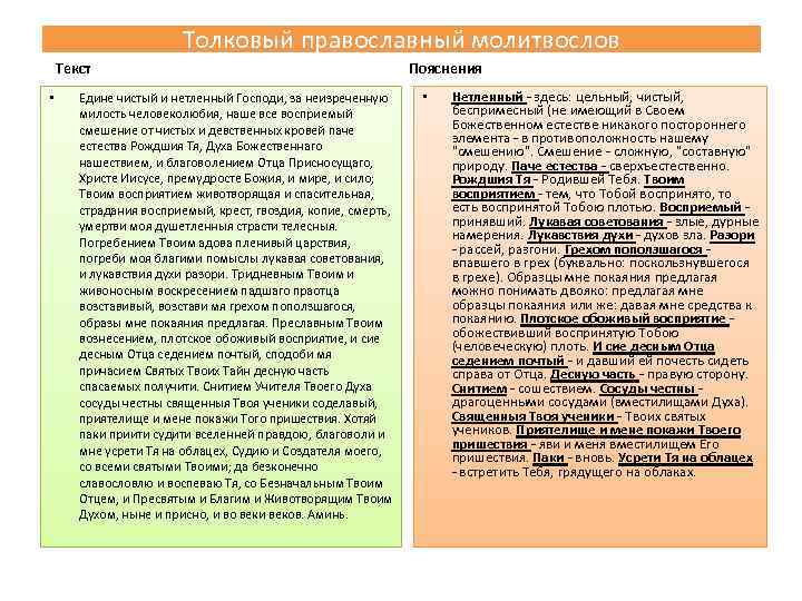 Толковый православный молитвослов Текст • Едине чистый и нетленный Господи, за неизреченную милость человеколюбия,