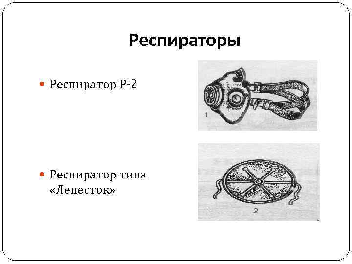 Респираторы Респиратор Р-2 Респиратор типа «Лепесток» 