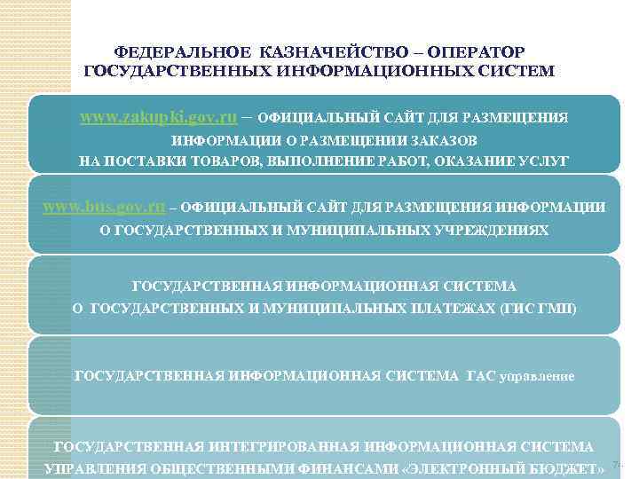 ФЕДЕРАЛЬНОЕ КАЗНАЧЕЙСТВО – ОПЕРАТОР ГОСУДАРСТВЕННЫХ ИНФОРМАЦИОННЫХ СИСТЕМ www. zakupki. gov. ru – ОФИЦИАЛЬНЫЙ САЙТ