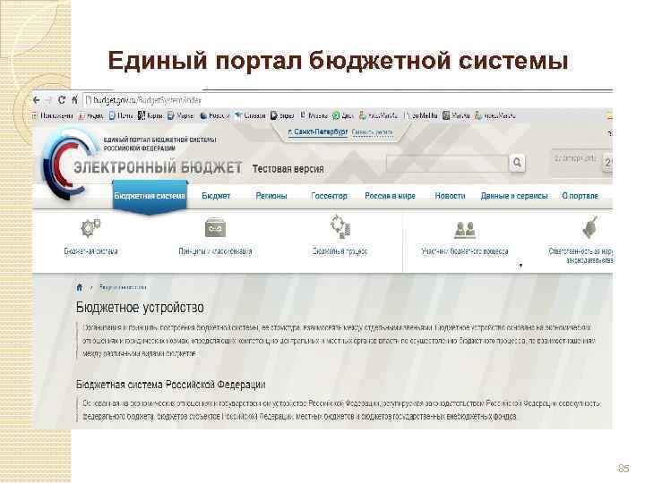 Единый портал бюджетной системы 85 