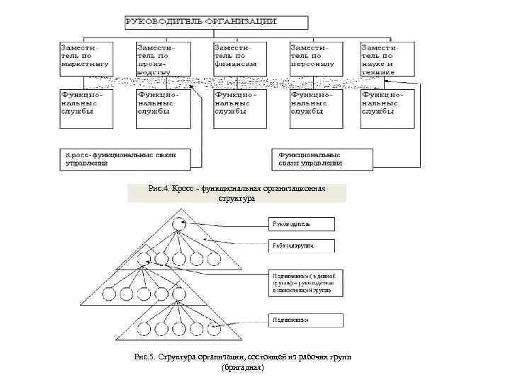 Рис. 4. Кросс - функциональная организационная структура Рис. 5. Структура организации, состоящей из рабочих