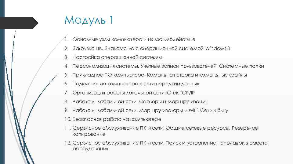 Модуль 1 1. Основные узлы компьютера и их взаимодействие 2. Загрузка ПК. Знакомство с