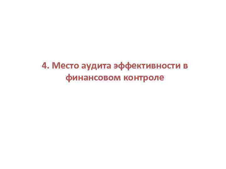 4. Место аудита эффективности в финансовом контроле 