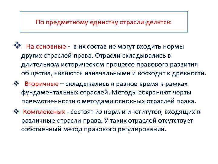 Что значит общее право. Основные и вторичные отрасли права. Основные и комплексные отрасли права. Отрасли права по предметному единству. Отрасли права делятся на.