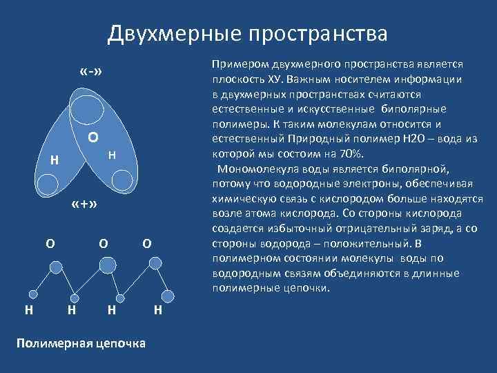 Двухмерные пространства Примером двухмерного пространства является плоскость ХУ. Важным носителем информации в двухмерных пространствах