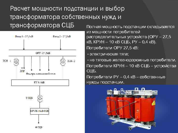 Расчет мощности подстанции и выбор трансформатора собственных нужд и трансформатора СЦБ Полная мощность подстанции