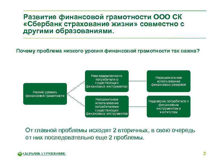 Развитие финансовой грамотности ООО СК «Сбербанк страхование жизни» совместно с другими образованиями. Почему проблема