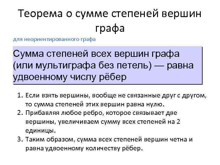 Сумма степеней графа