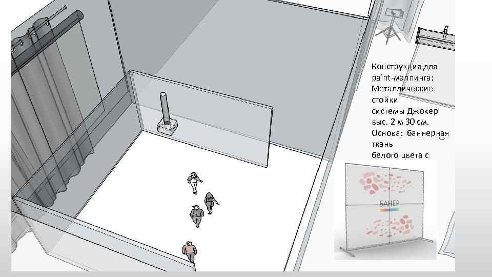 Конструкция для paint-мэппинга: Металлические стойки системы Джокер выс. 2 м 30 см. Основа: баннерная