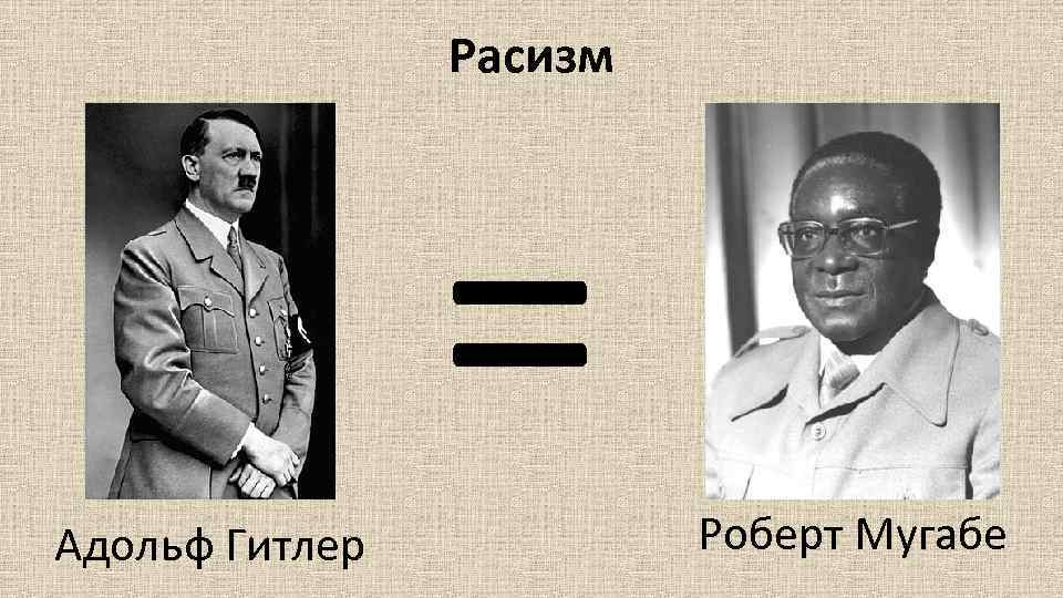 Расизм = Адольф Гитлер Роберт Мугабе 