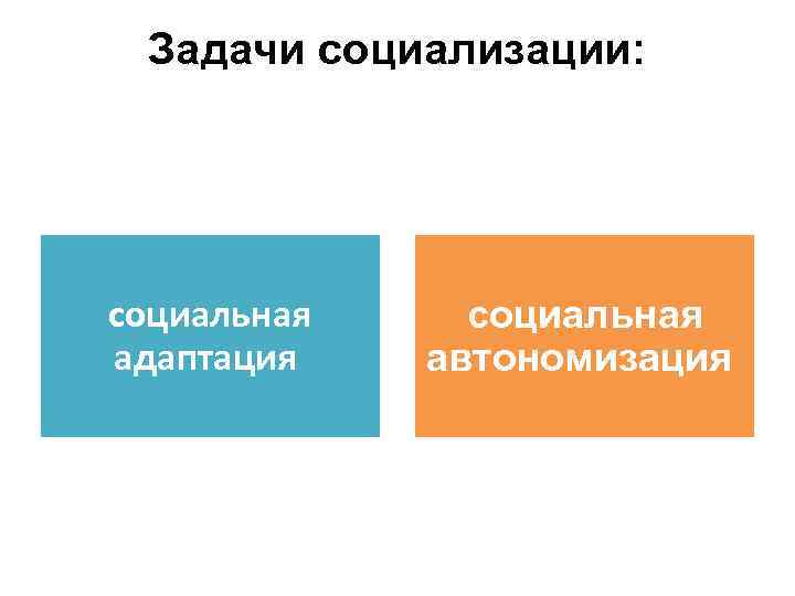 Задачи социализации: социальная адаптация социальная автономизация 