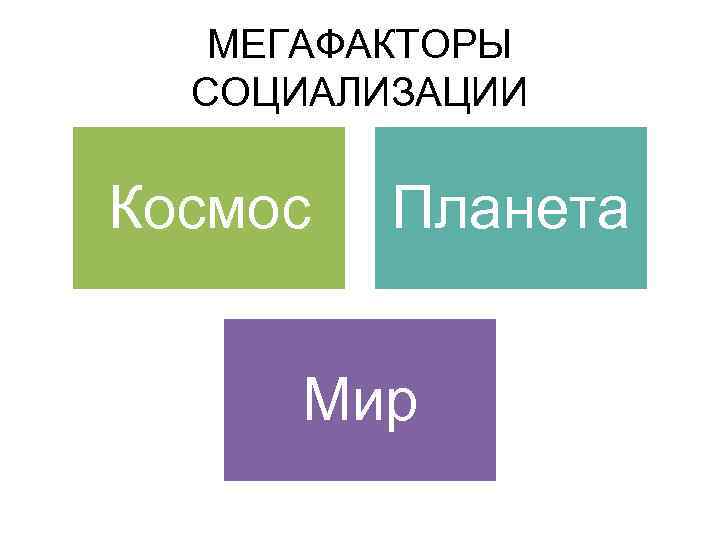 МЕГАФАКТОРЫ СОЦИАЛИЗАЦИИ Космос Планета Мир 