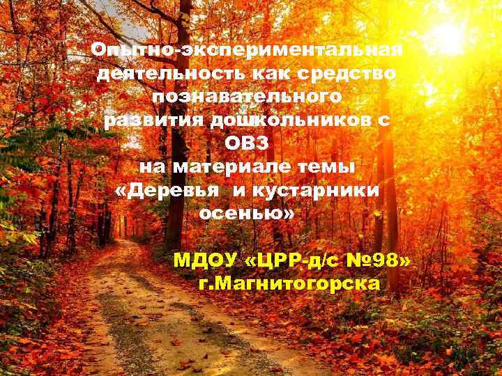 Опытно-экспериментальная деятельность как средство познавательного развития дошкольников с ОВЗ на материале темы «Деревья и