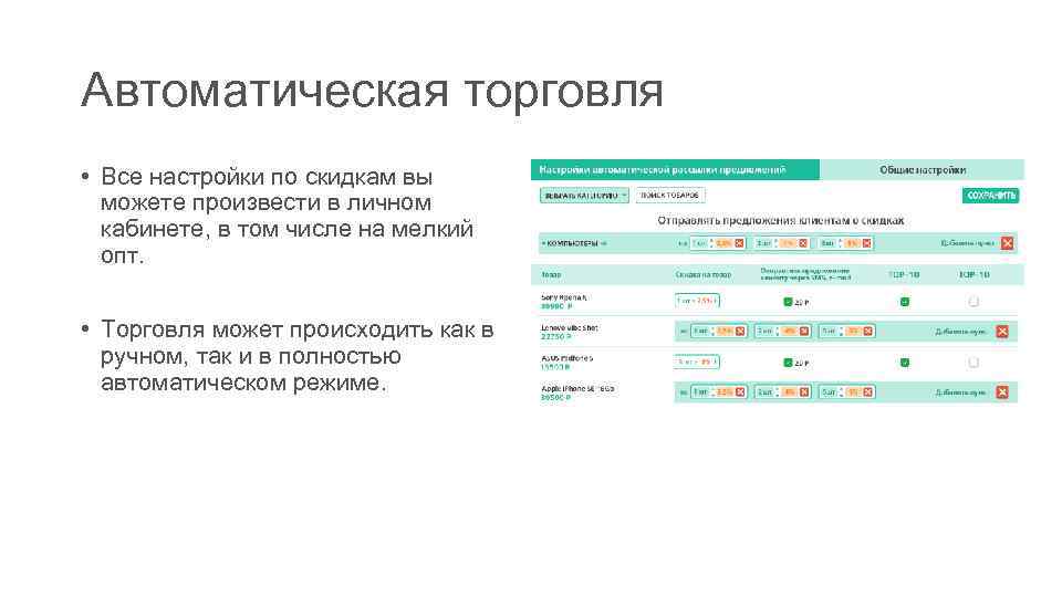 Автоматическая торговля • Все настройки по скидкам вы можете произвести в личном кабинете, в
