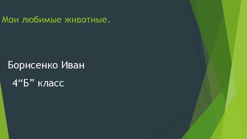 Мои любимые животные. Борисенко Иван 4“Б” класс 