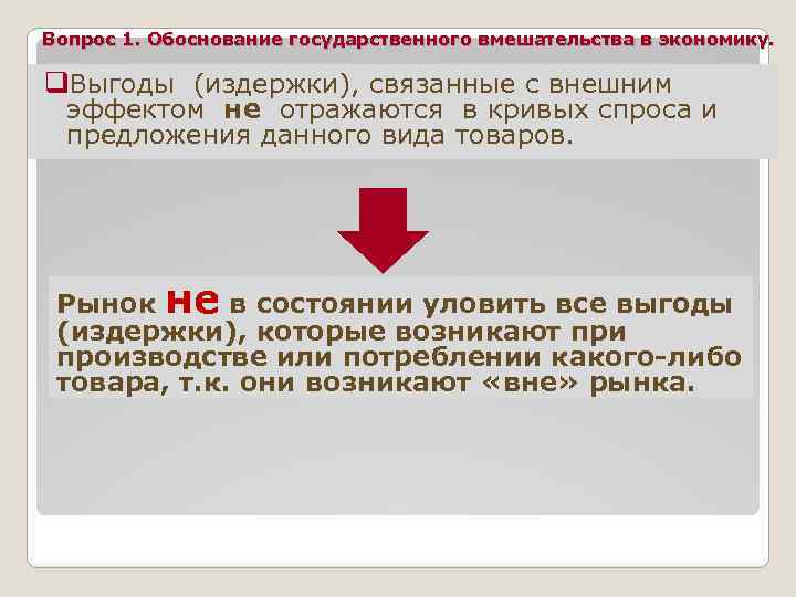 Вопрос 1. Обоснование государственного вмешательства в экономику. q. Выгоды (издержки), связанные с внешним эффектом