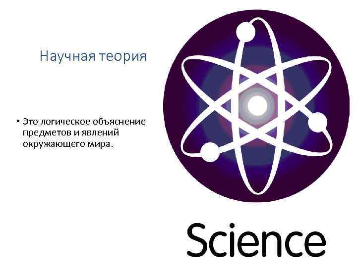 Научная теория • Это логическое объяснение предметов и явлений окружающего мира. 