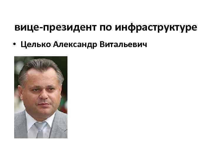 вице-президент по инфраструктуре • Целько Александр Витальевич 
