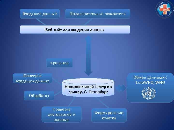 Входящие данные Предварительные показатели Веб-сайт для введения данных Хранение Проверка входящих данных Обработка Национальный