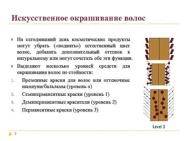 Искусственное окрашивание волос На сегодняшний день косметические продукты могут убрать ( «поднять» ) естественный