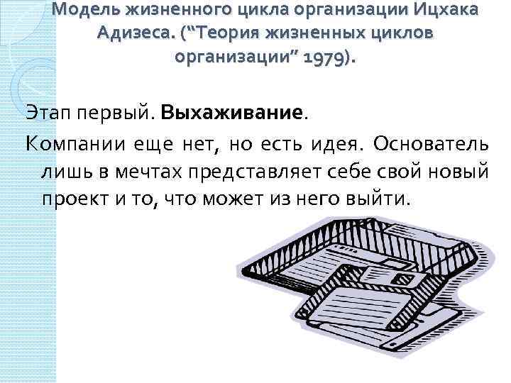 Модель жизненного цикла организации Ицхака Адизеса. (“Теория жизненных циклов организации” 1979). Этап первый. Выхаживание.