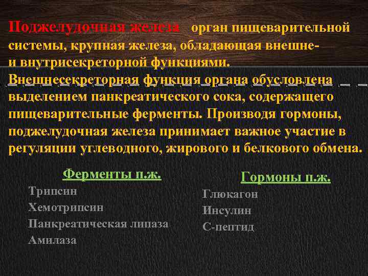 Поджелудочная железа орган пищеварительной системы, крупная железа, обладающая внешне- и внутрисекреторной функциями. Внешнесекреторная функция