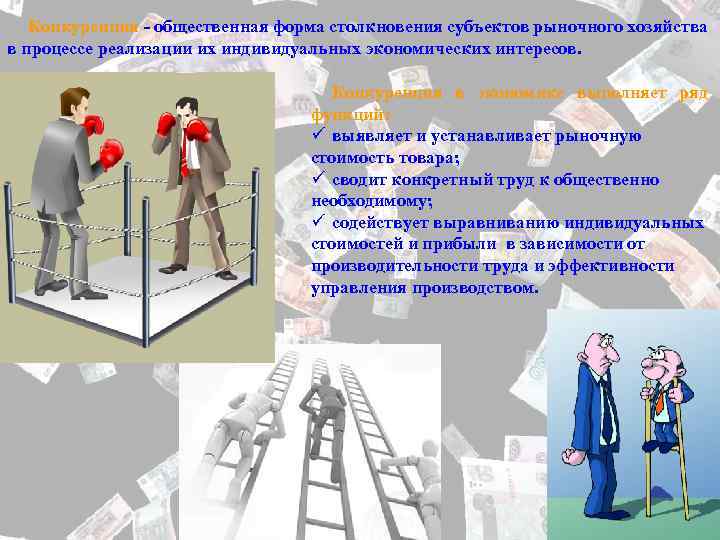 Конкуренция - общественная форма столкновения субъектов рыночного хозяйства в процессе реализации их индивидуальных экономических