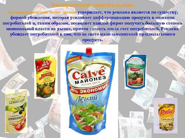 Эмпирические свидетельства Антиконкурентная точка зрения утверждает, что реклама является по существу, формой убеждения, которая