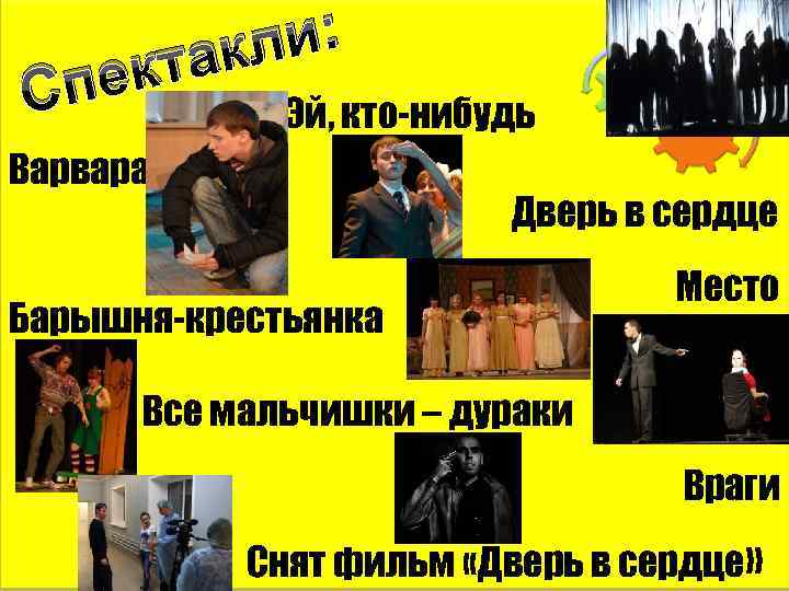 и: акл т пек С Эй, кто-нибудь Варвара Дверь в сердце Барышня-крестьянка Место Все