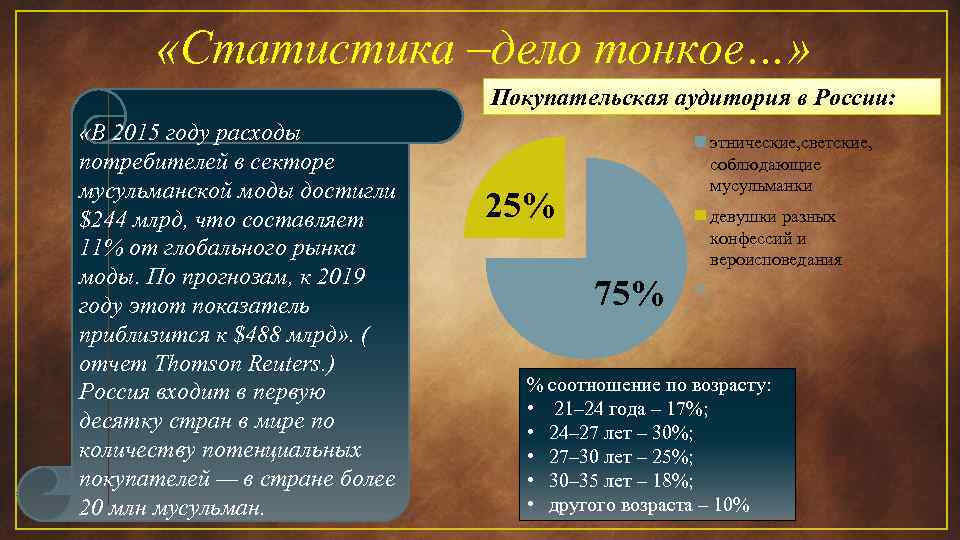  «Статистика –дело тонкое…» Покупательская аудитория в России: «В 2015 году расходы потребителей в